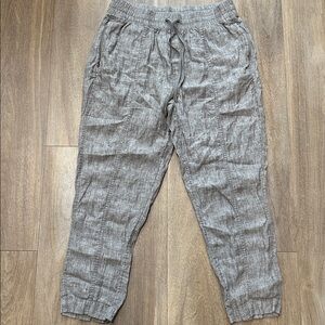 Athleta brown/Gray Cropped Drawstring Linen-Blend Pants